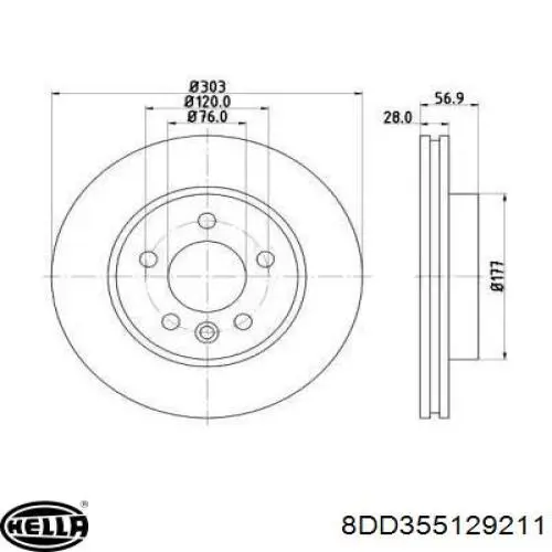Гальмівні диски передні 8DD355129211 HELLA