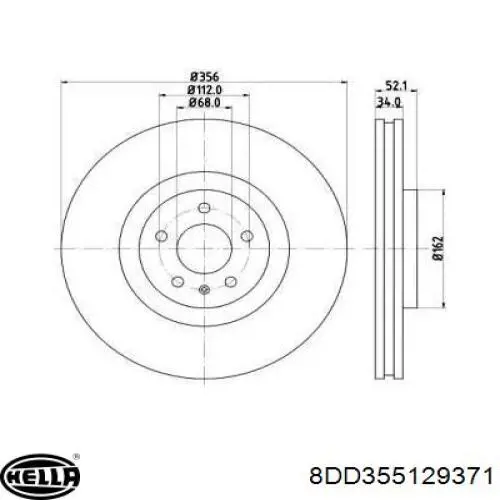 Диск гальмівний передній 8DD355129371 HELLA