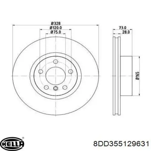 Диск гальмівний передній 8DD355129631 HELLA