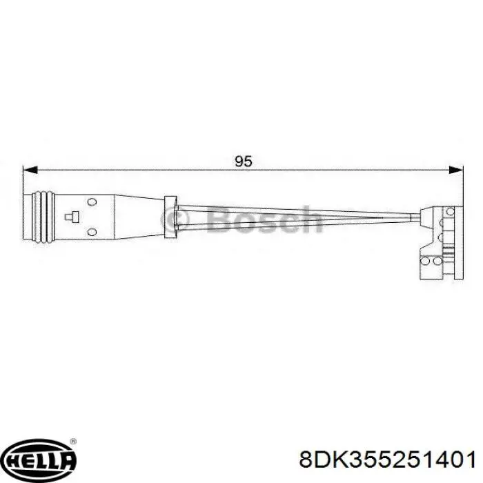 Купити 8DK355251401 HELLA Датчик зносу гальмівних колодок, передній правий