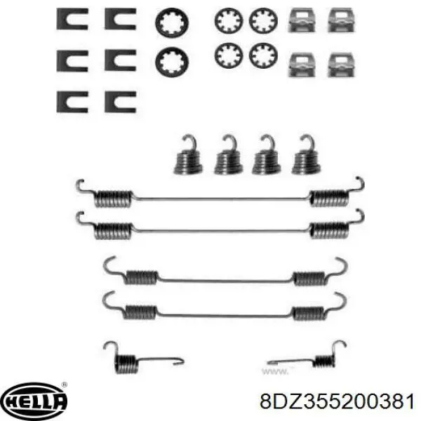 Монтажний комплект задніх барабанних колодок 8DZ355200381 HELLA