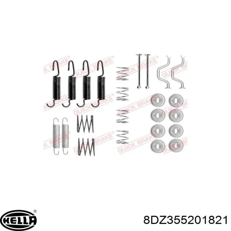 Монтажний комплект задніх барабанних колодок HELLA 8DZ355201821 ціна, від 6.70 USD