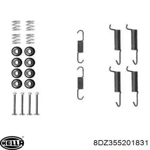 Монтажний комплект задніх барабанних колодок HELLA 8DZ355201831 ціна, від 9.48 USD