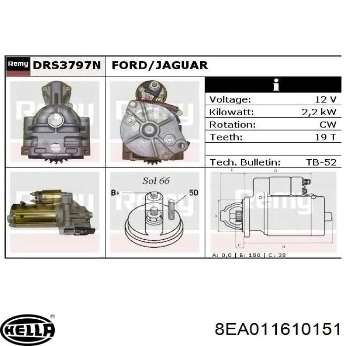 Купити 8EA011610151 HELLA Стартер