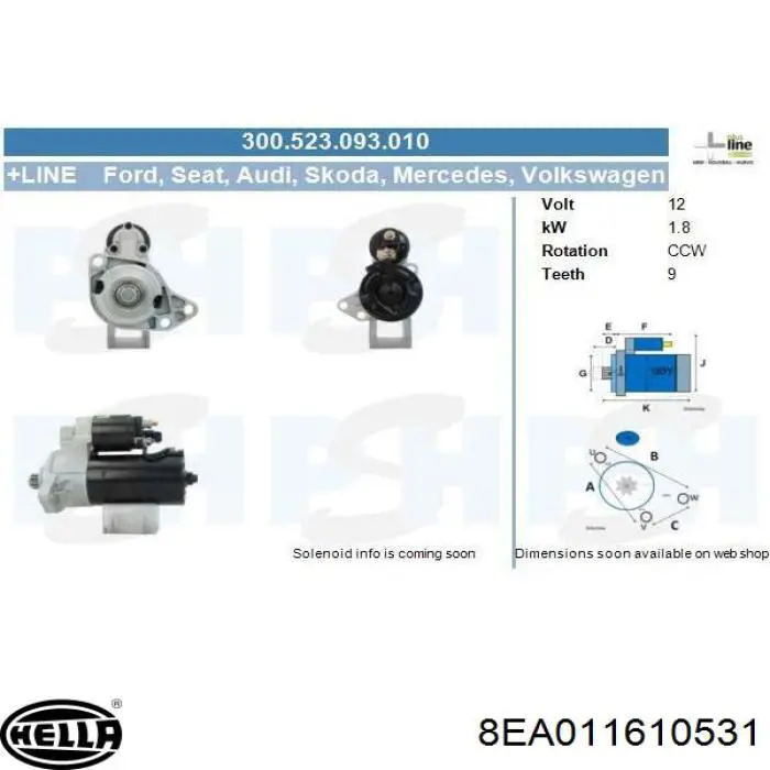 Стартер автомобільний VAG 0986015970