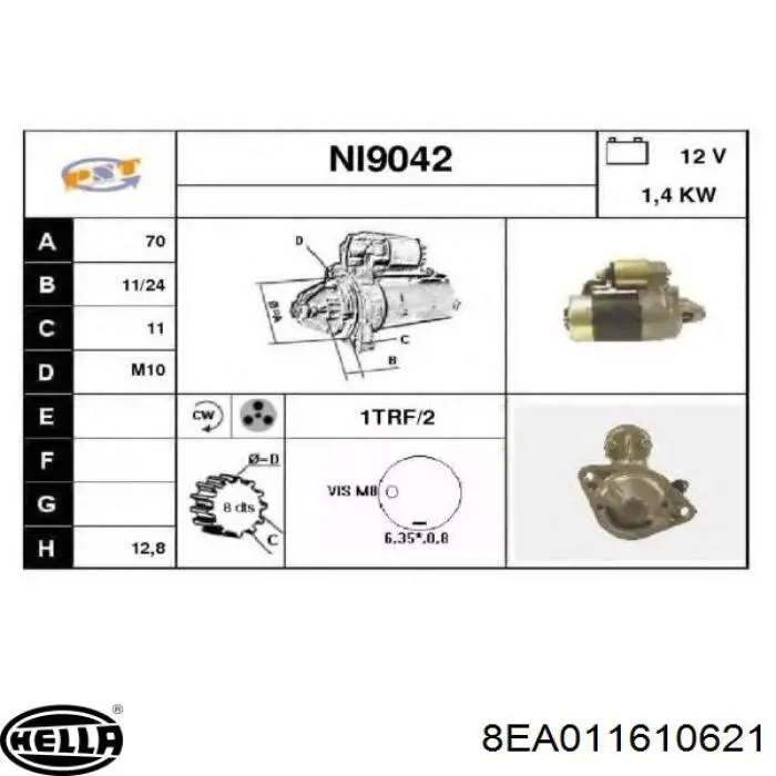 Стартер 8EA011610621 HELLA