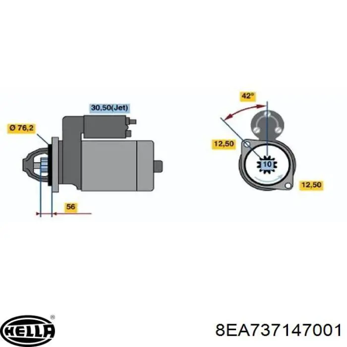 Стартер HELLA 8EA737147001 ціна, від 38.00 USD