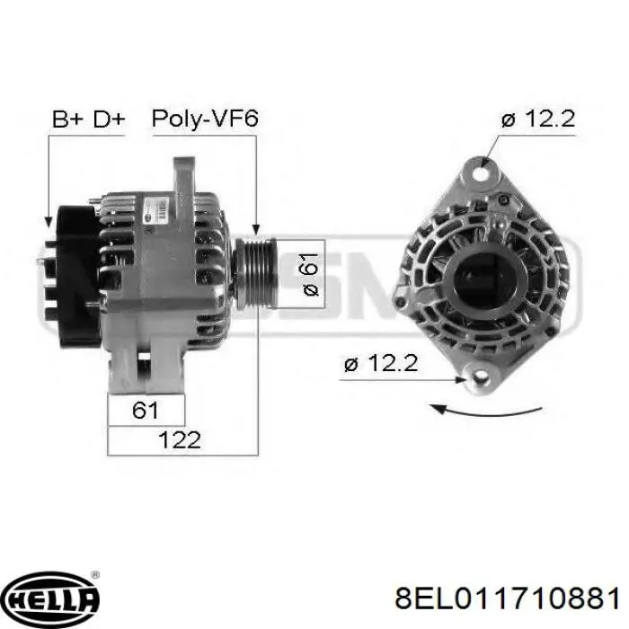 Генератор 8EL011710881 HELLA