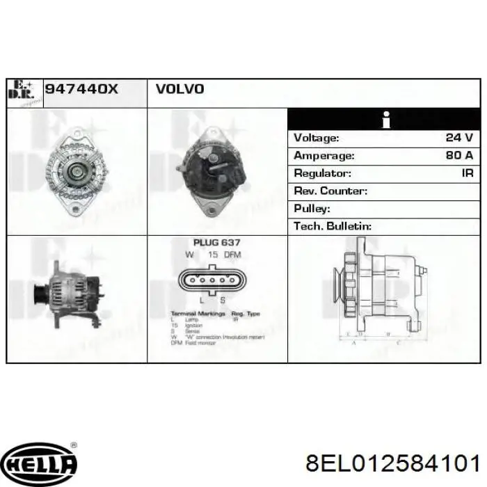 Генератор MG801 Mahle Original