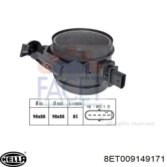 Датчик масової витрати повітря HELLA 8ET009149171 ціна, від 98.71 USD