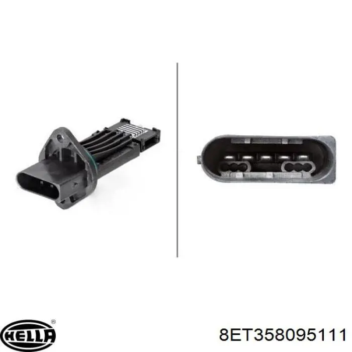 Датчик масової витрати повітря HELLA 8ET358095111 ціна, від 53.75 USD