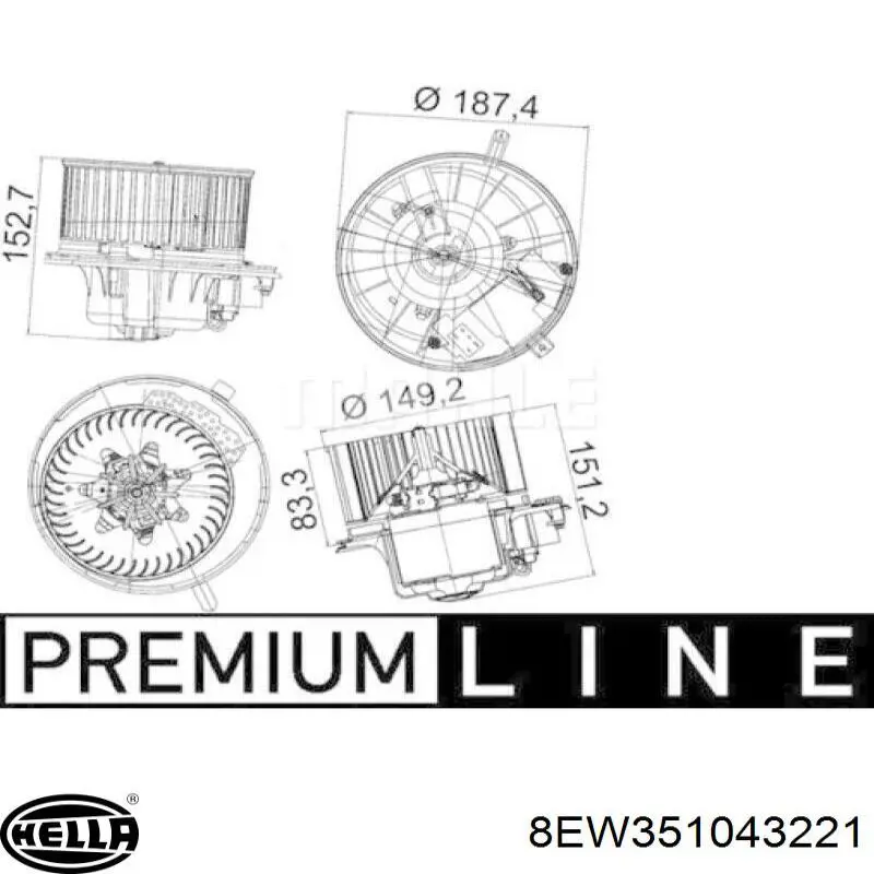 Двигун вентилятора пічки (обігрівача салону) HELLA 8EW351043221 ціна, від 31.67 USD