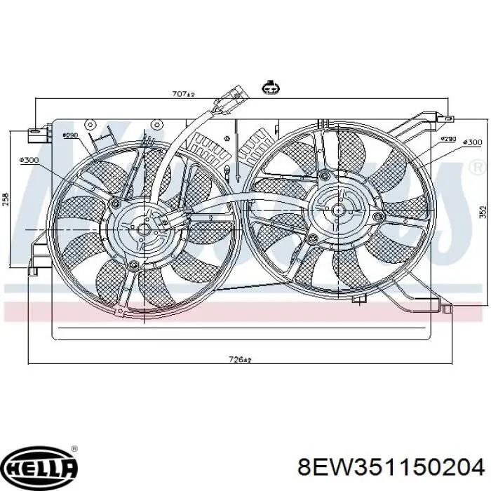 8EW351150204 HELLA Вентилятор системи охолодження правий