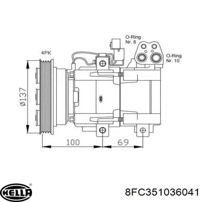 Радіатор кондиціонера 8FC351036041 HELLA