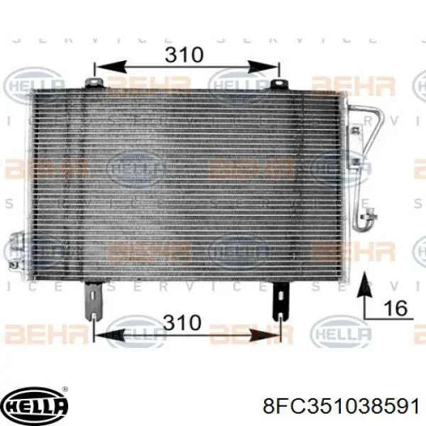 Радіатор кондиціонера 8FC351038591 HELLA