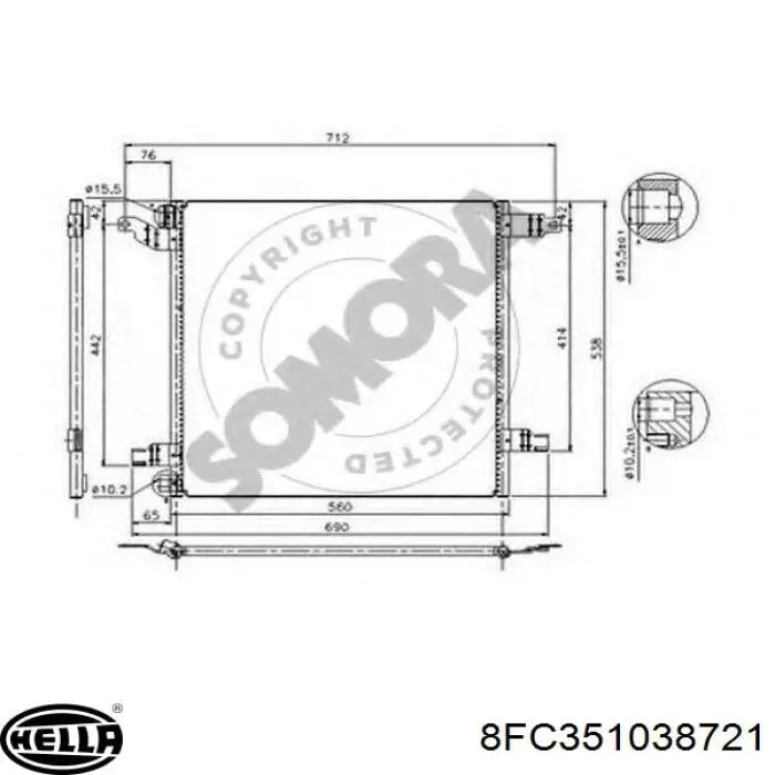 Конденсатор кондиціонера HELLA 8FC351038721 ціна, від 44.34 USD
