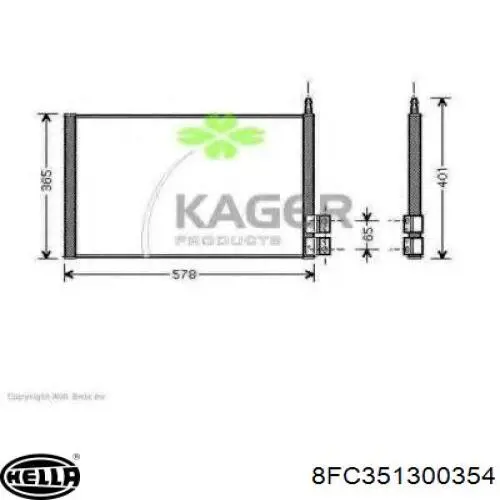 Радіатор кондиціонера 8FC351300354 HELLA