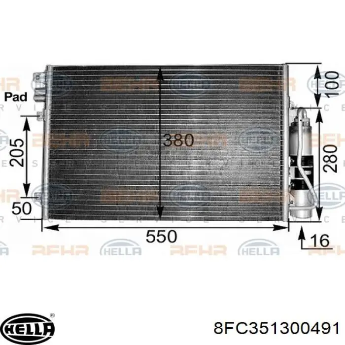 8FC351300491 HELLA радіатор кондиціонера