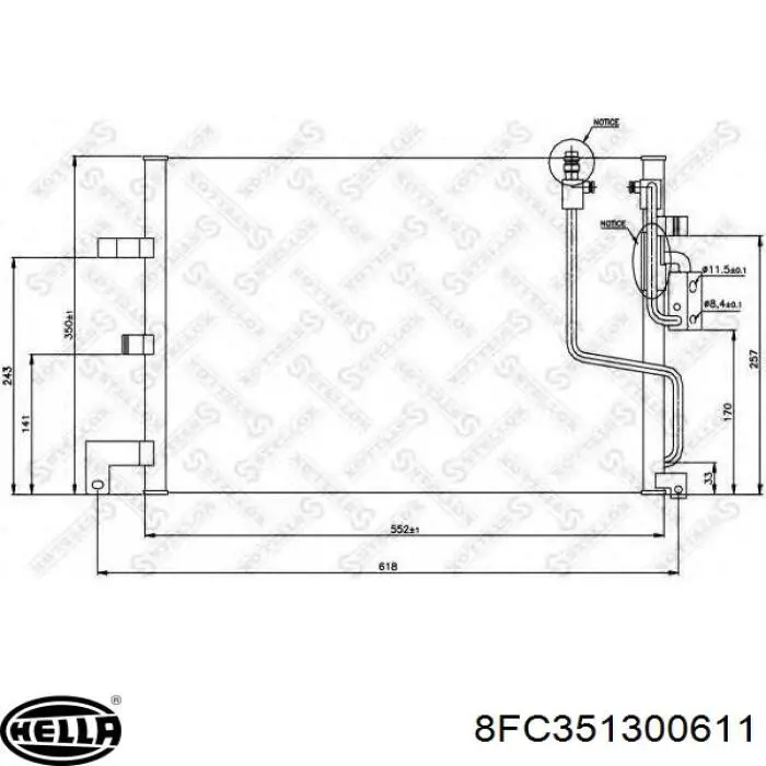 Радіатор охолодження кондиціонера HELLA 8FC351300611
