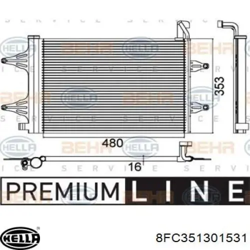 Конденсатор кондиціонера HELLA 8FC351301531 ціна, від 58.13 USD