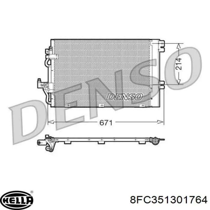 Радіатор кондиціонера 8FC351301764 HELLA