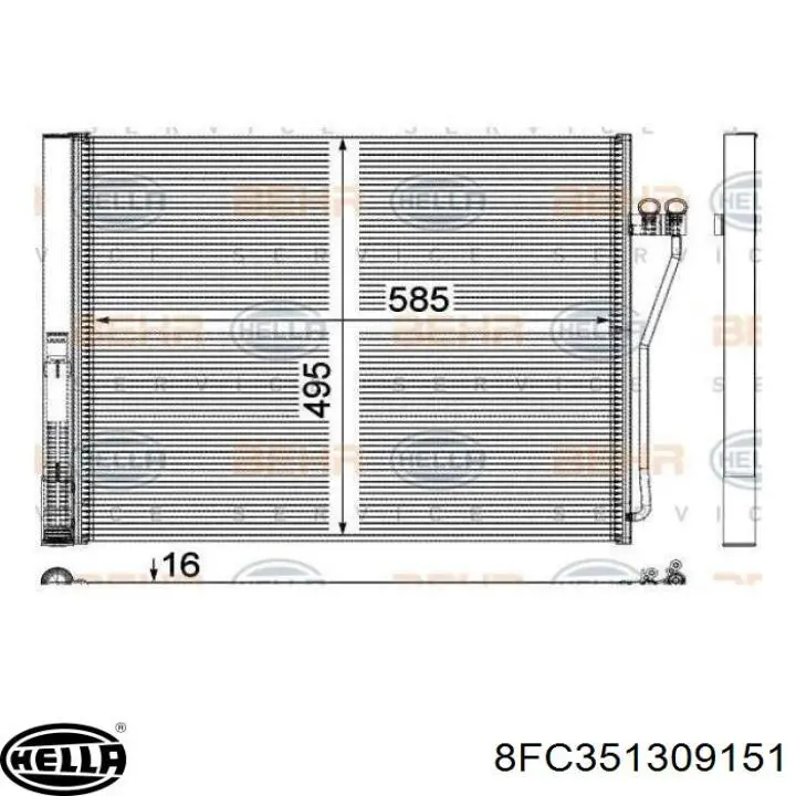 8FC351309151 HELLA радіатор кондиціонера