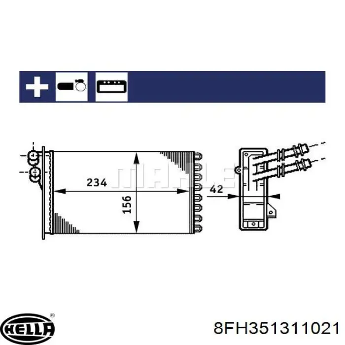 8FH351311021 HELLA радіатор пічки (обігрівача)