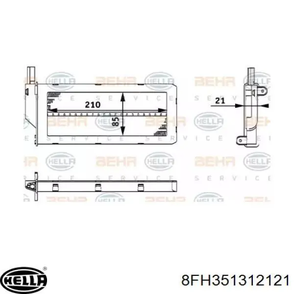Радіатор пічки 8FH351312121 HELLA