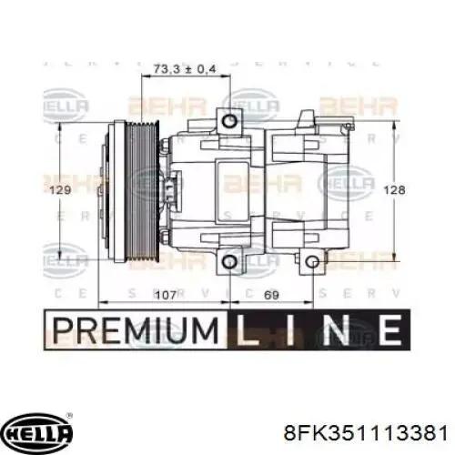 Компресор кондиціонера 8FK351113381 HELLA