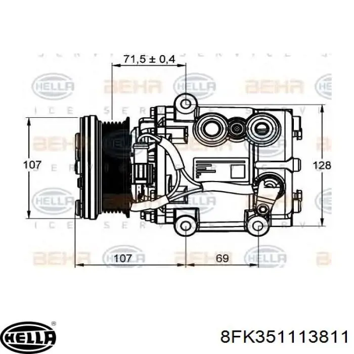 Компресор кондиціонера 8FK351113811 HELLA