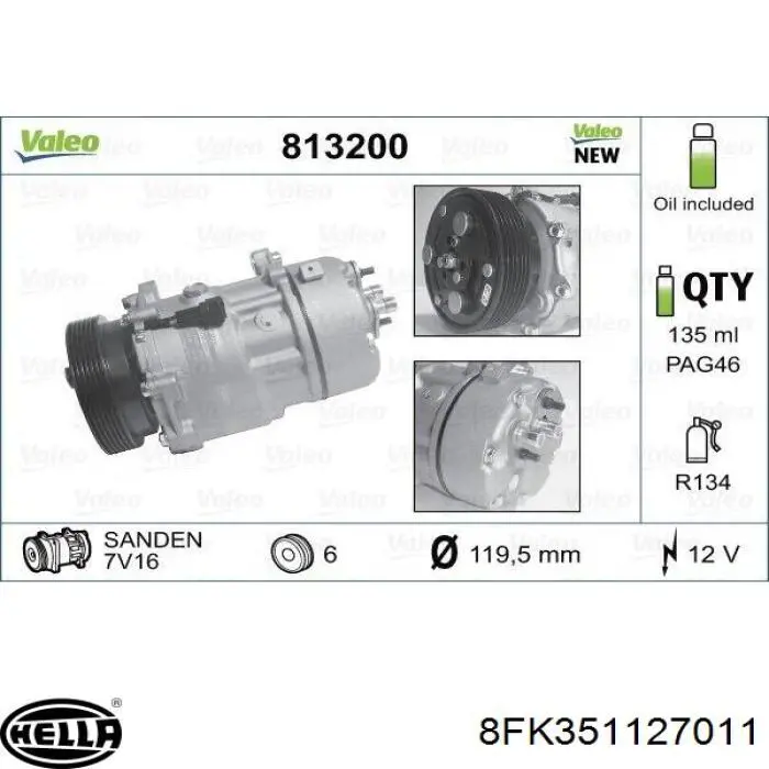 Купити 813700 VALEO Компресор кліматичної установки
