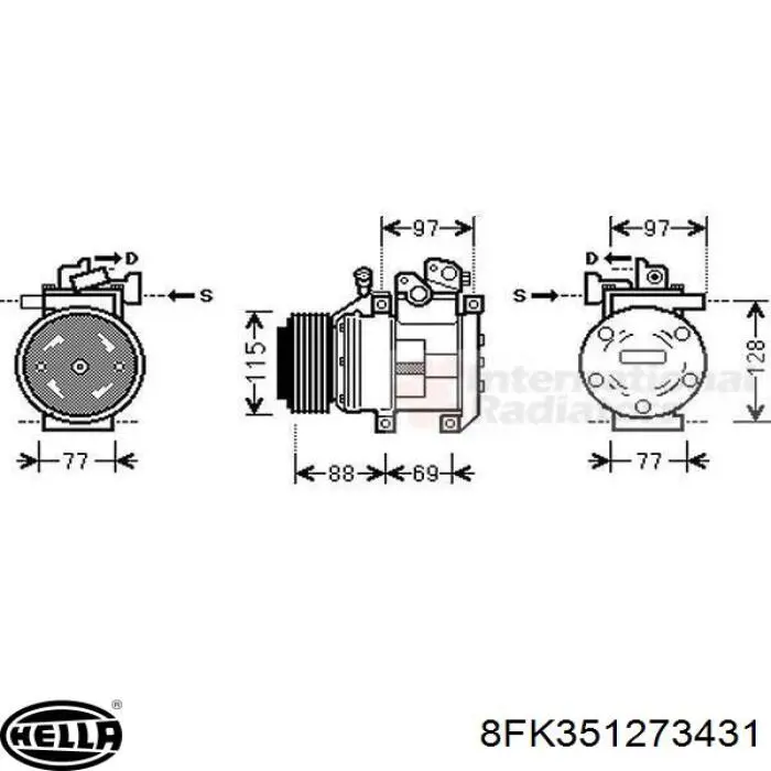 Купити 8FK351273431 HELLA Компресор кліматичної установки