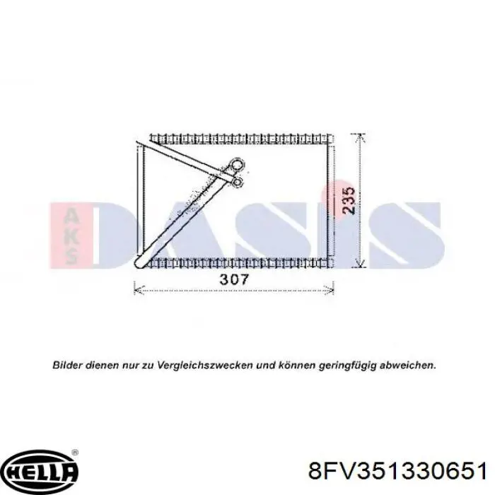 Радіатор кондиціонера салонний, випарник 8FV351330651 HELLA