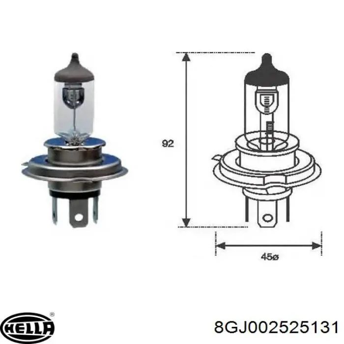Лампочка галогенна 8GJ002525131 HELLA