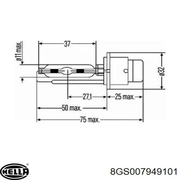 Лампочка ксеноновая 8GS007949101 HELLA