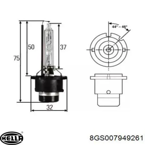 Лампочка ксеноновая 8GS007949261 HELLA