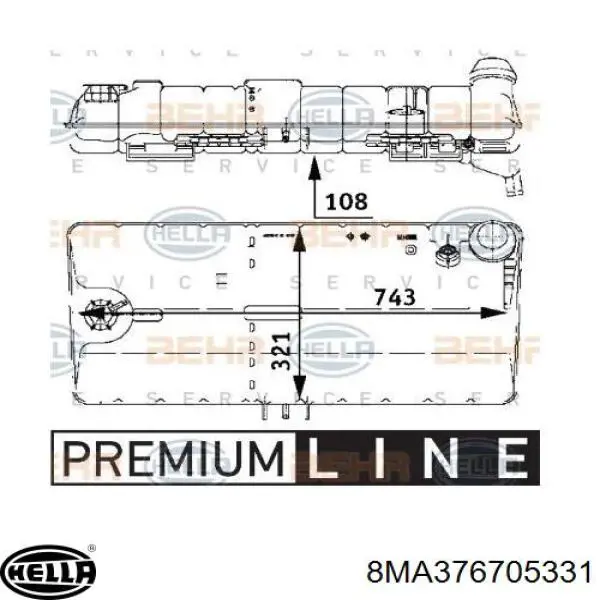 Купити 8MA376705331 HELLA Водяний бачок системи охолодження