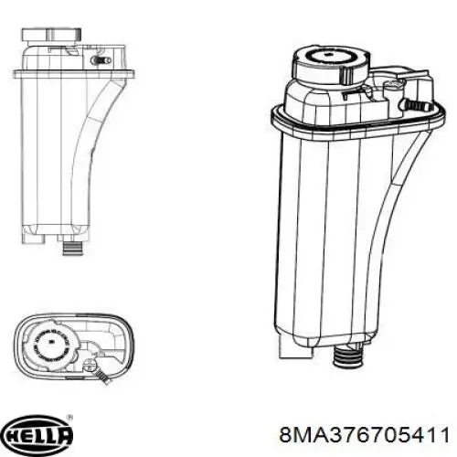 Купити 8MA376705411 HELLA Водяний бачок системи охолодження
