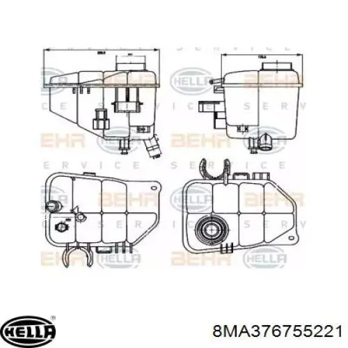 Бачок системи охолодження, розширювальний 8MA376755221 HELLA