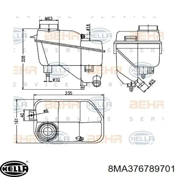 Бачок системи охолодження 8MA376789701 HELLA