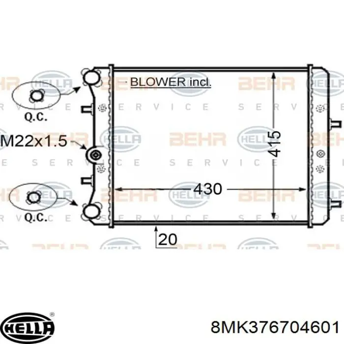 8MK376704601 HELLA Радіатор охолодження двигуна