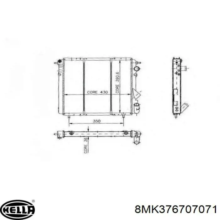 Радіатор основний HELLA 8MK376707071 ціна, від 115.21 USD