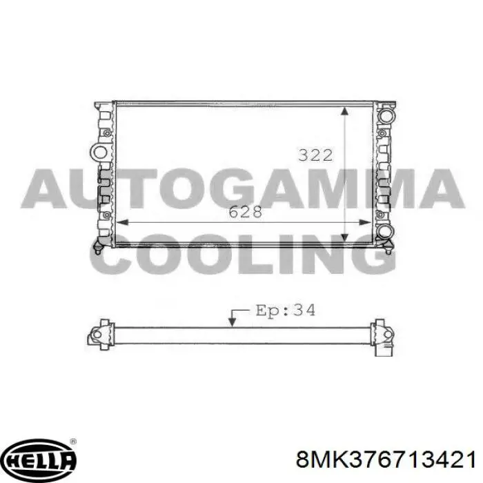 Радіатор основний HELLA 8MK376713421 ціна, від 49.42 USD