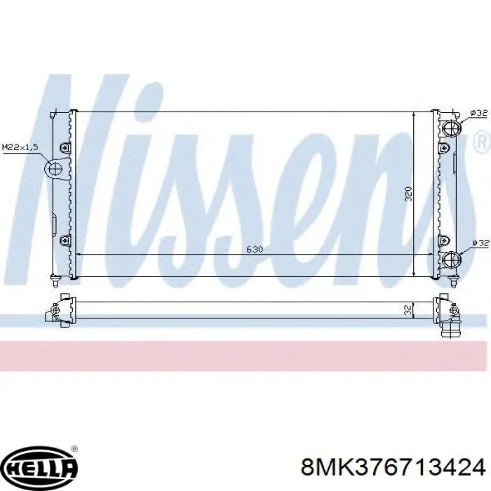Радіатор охолодження двигуна 8MK376713424 HELLA