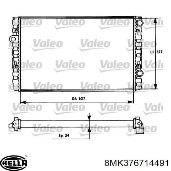 8MK376714491 HELLA Радіатор охолодження двигуна