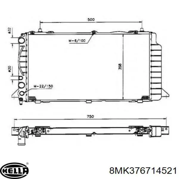 Радіатор охолодження двигуна 8MK376714521 HELLA