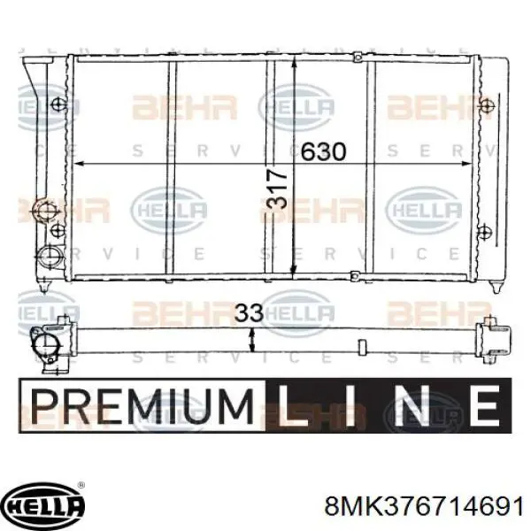 Радіатор охолодження двигуна 8MK376714691 HELLA