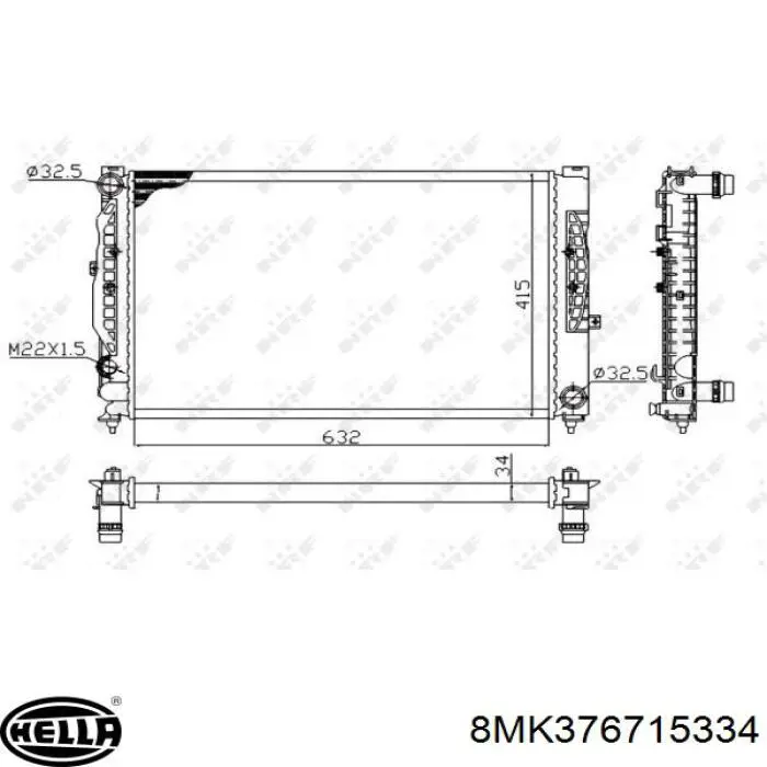 Радіатор охолодження двигуна VW00031 SAT