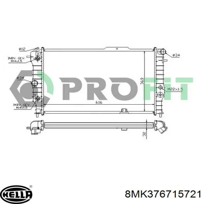 Радіатор основний Polcar 5514085 ціна, від 51.25 USD