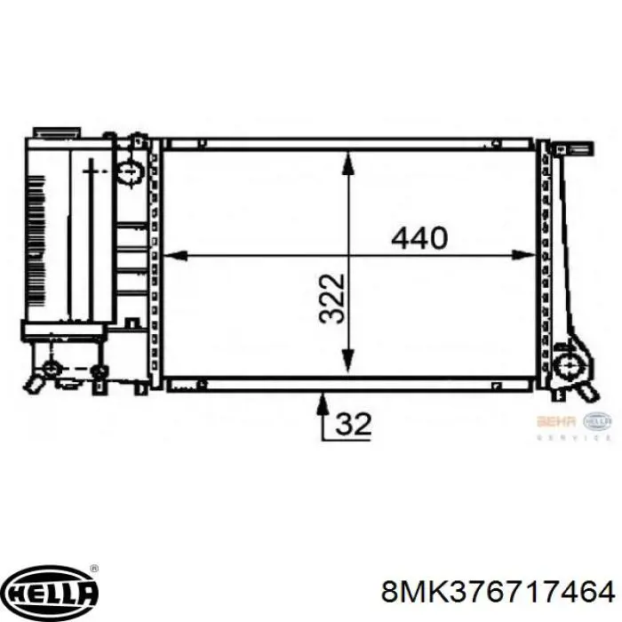 Радіатор охолодження двигуна 8MK376717464 HELLA